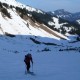 Im noch schattigen Pontenkar mit Blick auf bereits abgegangene Grundlawinen. Pontenkar, Grundlawinen